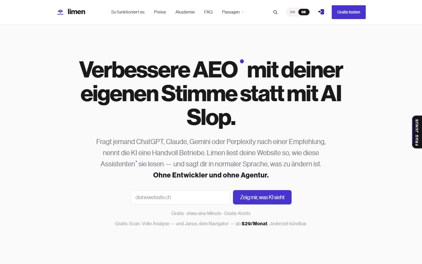 Die Startseite Ihrer Website, wie sie veröffentlicht ist